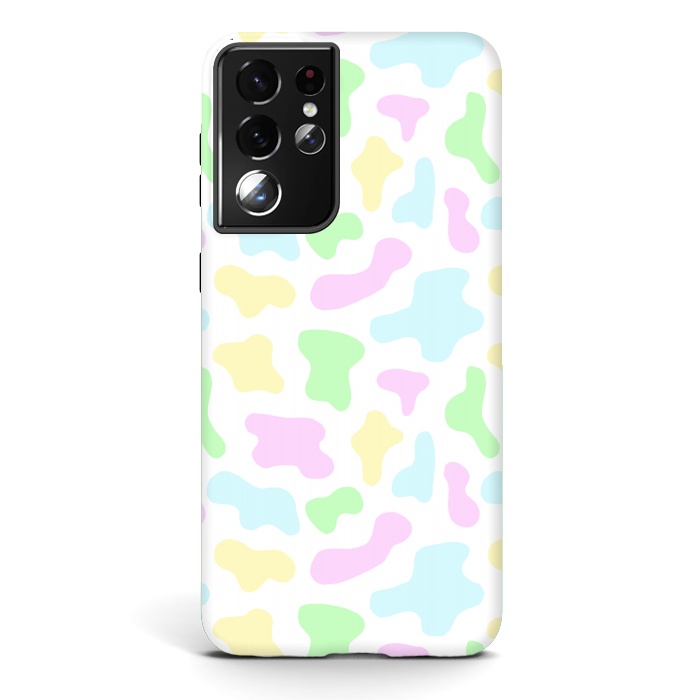 Galaxy S21 ultra StrongFit Pastel Rainbow Cow Print by Julie Erin Designs