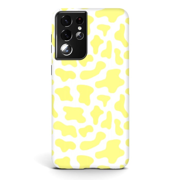 Galaxy S21 ultra StrongFit Yellow Cow Print by Julie Erin Designs