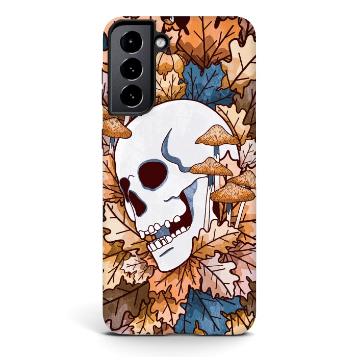 Galaxy S21 StrongFit The autumnal skull and mushrooms by Steve Wade (Swade)