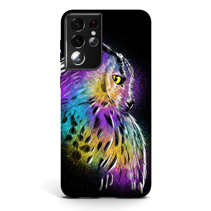 Galaxy S21 ultra StrongFit Sketch Owl Colorful by Alberto
