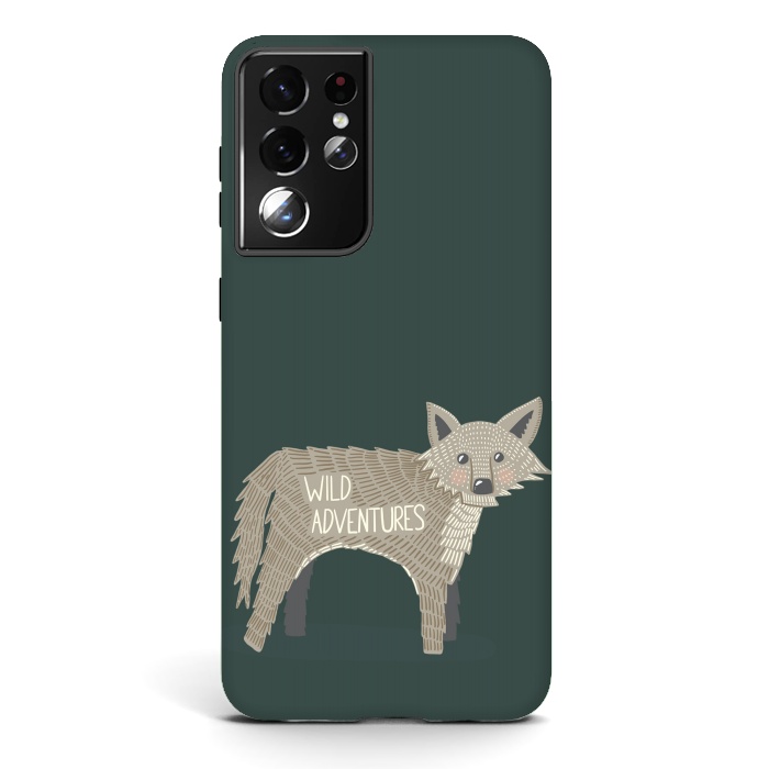 Galaxy S21 ultra StrongFit Wild Adventures Wolf  by Edith May