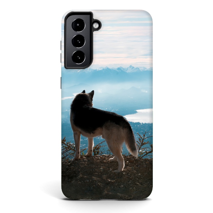 Galaxy S21 plus StrongFit Wanderlust dog by Laura Nagel