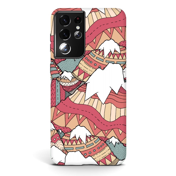 Galaxy S21 ultra StrongFit Winter Aztec mountains  by Steve Wade (Swade)