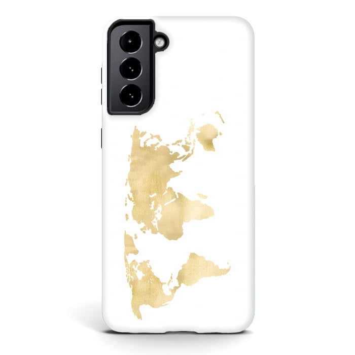 Galaxy S21 plus StrongFit Gold World Map by Tangerine-Tane