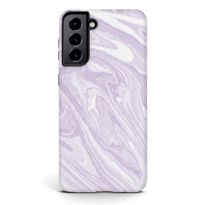 Galaxy S21 StrongFit Pastel Purple lavender liquid marble by Oana 