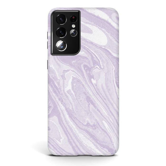 Galaxy S21 ultra StrongFit Pastel Purple lavender liquid marble by Oana 