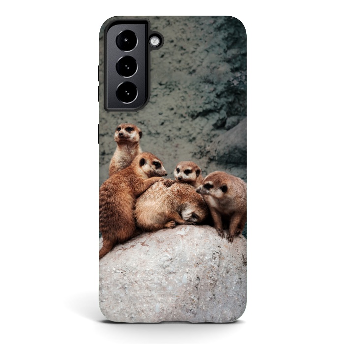 Galaxy S21 StrongFit Meerkat family by Laura Nagel
