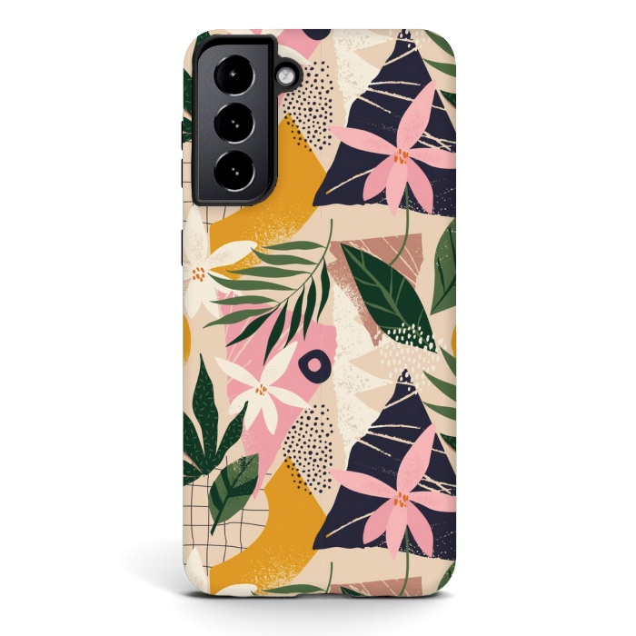Galaxy S21 StrongFit tropical love leaves 2 by MALLIKA
