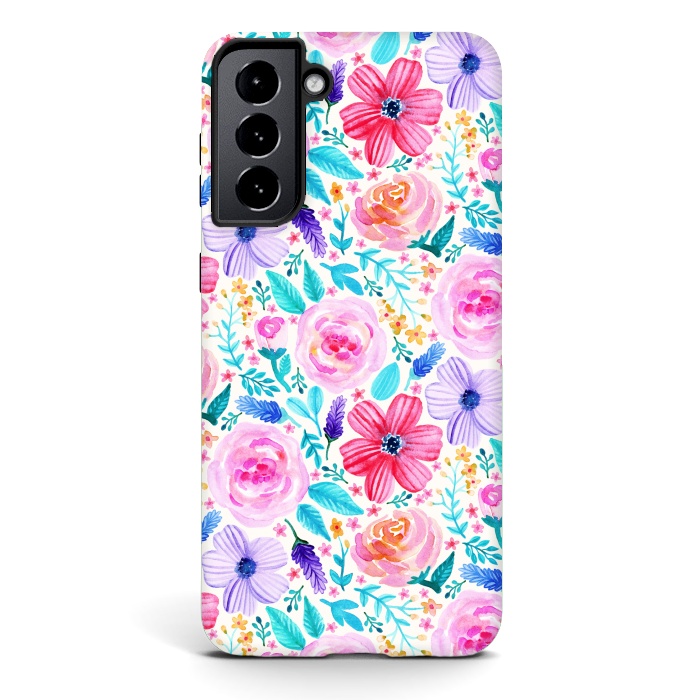 Galaxy S21 StrongFit Bold Blooms - Cool Colours by Tangerine-Tane
