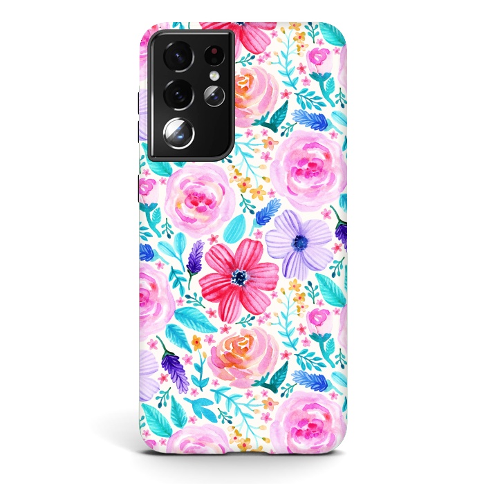 Galaxy S21 ultra StrongFit Bold Blooms - Cool Colours by Tangerine-Tane