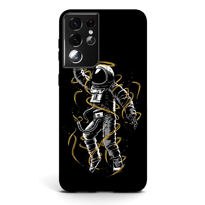 Galaxy S21 ultra StrongFit Astronaut lines gold by Alberto