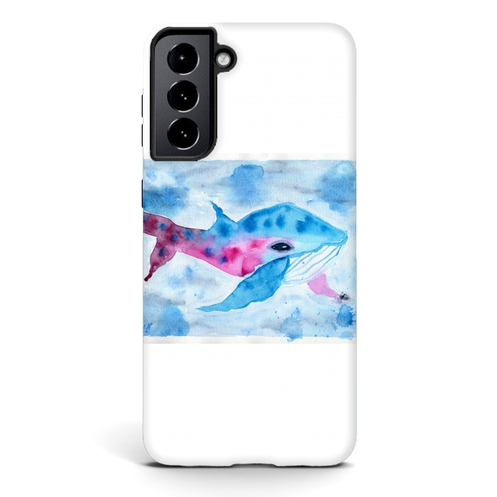 Galaxy S21 plus StrongFit Baby whale watercolor by ArtKingdom7