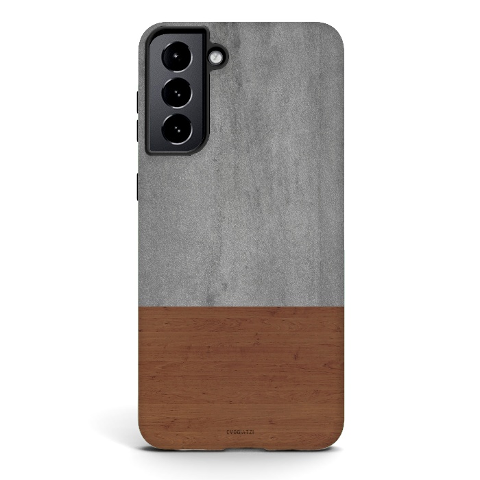 Galaxy S21 StrongFit Concrete-Touch of a Wood by ''CVogiatzi.
