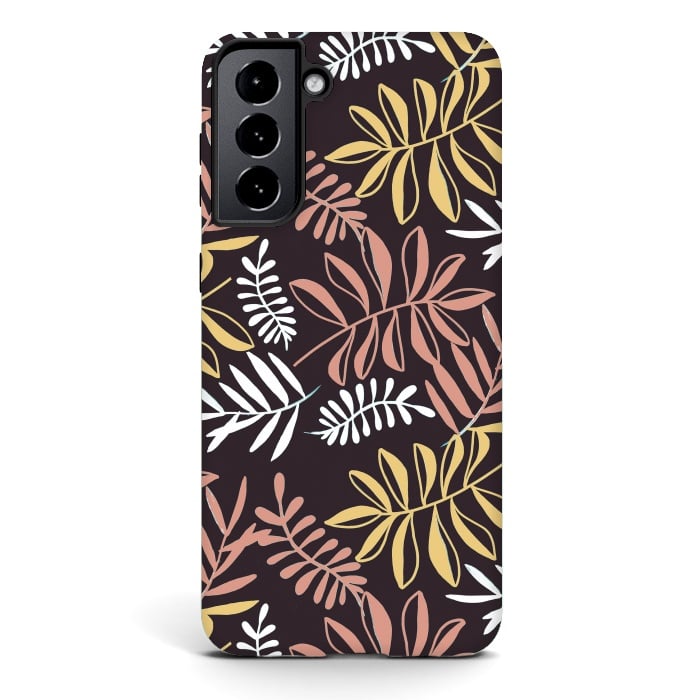 Galaxy S21 StrongFit Neutral modern tropical leaves by Oana 