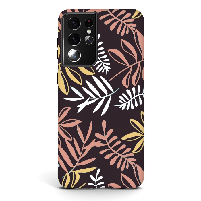 Galaxy S21 ultra StrongFit Neutral modern tropical leaves by Oana 