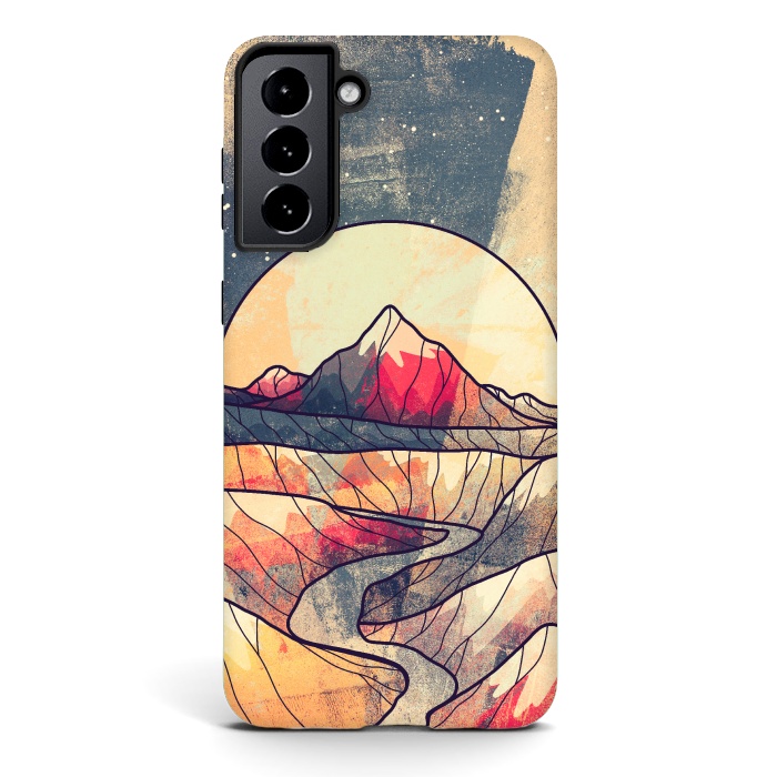 Galaxy S21 plus StrongFit Retro river mountains by Steve Wade (Swade)