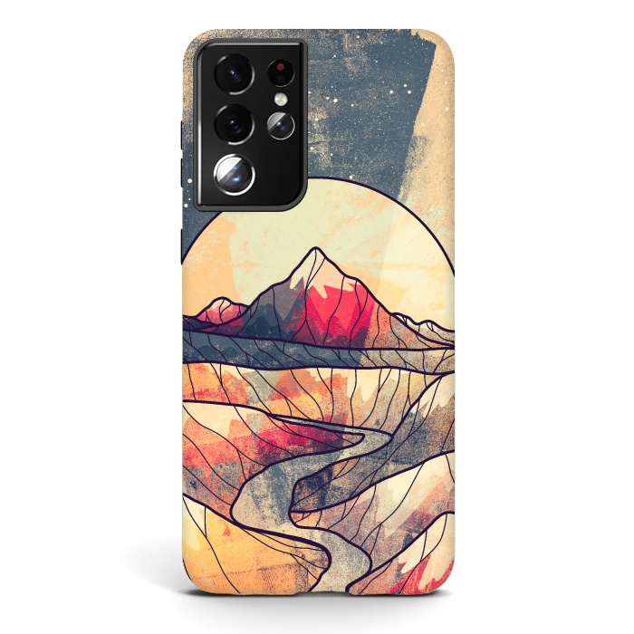 Galaxy S21 ultra StrongFit Retro river mountains by Steve Wade (Swade)