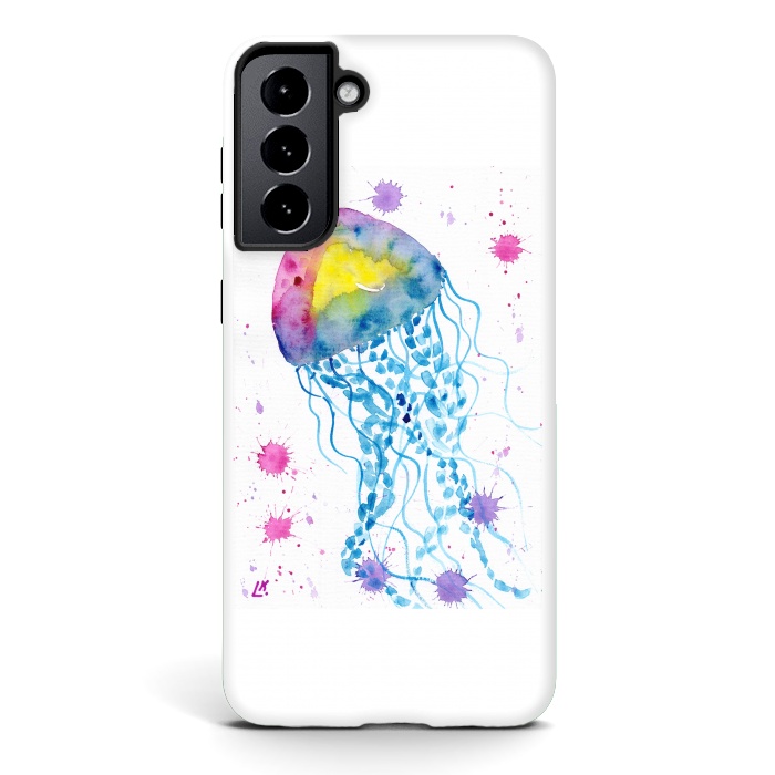 Galaxy S21 plus StrongFit Jellyfish watercolor 22 by ArtKingdom7
