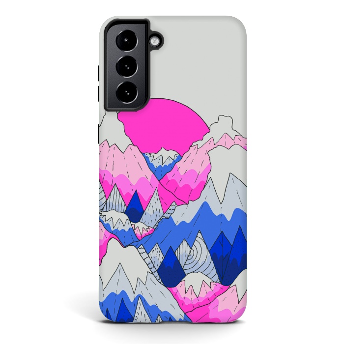 Galaxy S21 StrongFit The hot pink and blue peaks by Steve Wade (Swade)