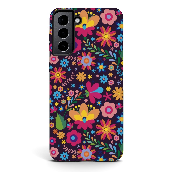 Galaxy S21 StrongFit Pink and Yellow Flower Party by ArtsCase