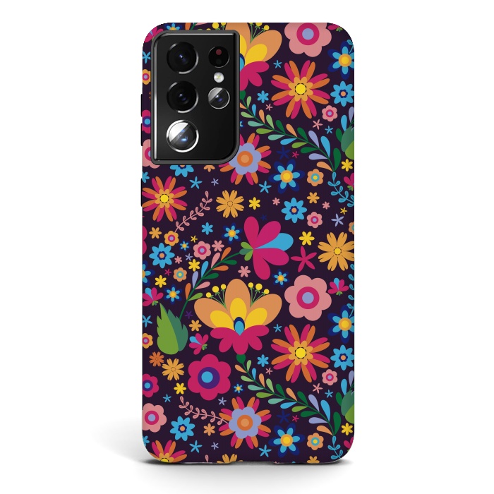 Galaxy S21 ultra StrongFit Pink and Yellow Flower Party by ArtsCase