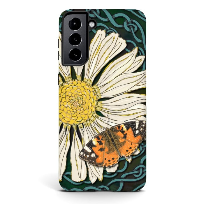Galaxy S21 StrongFit Daisy and Butterfly by Lotti Brown