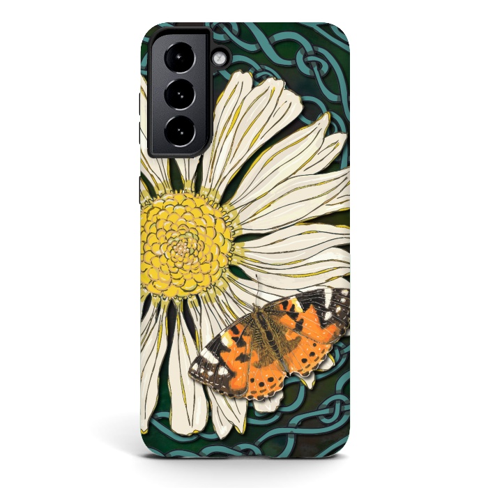 Galaxy S21 plus StrongFit Daisy and Butterfly by Lotti Brown