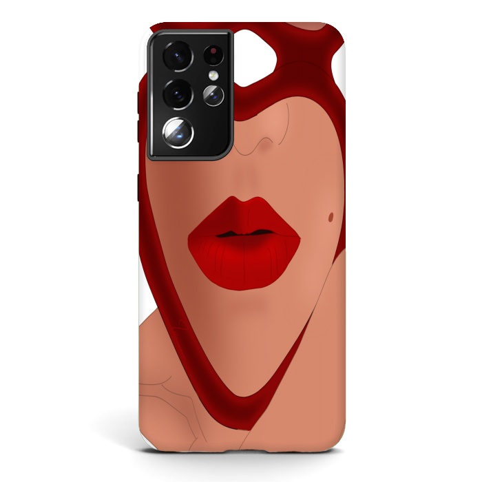 Galaxy S21 ultra StrongFit Mirrored Lips - Valentines Edition Design by Anima Tea Story