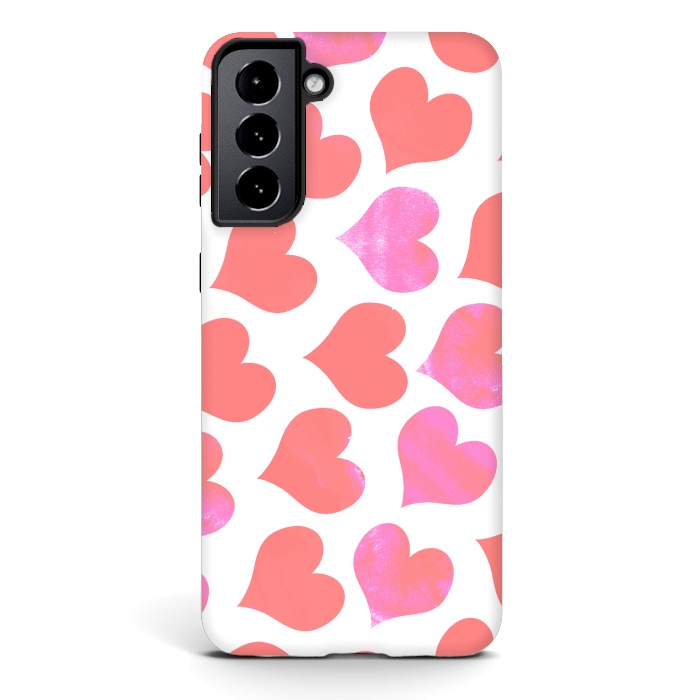 Galaxy S21 plus StrongFit Bold Red-Pink hearts by Oana 