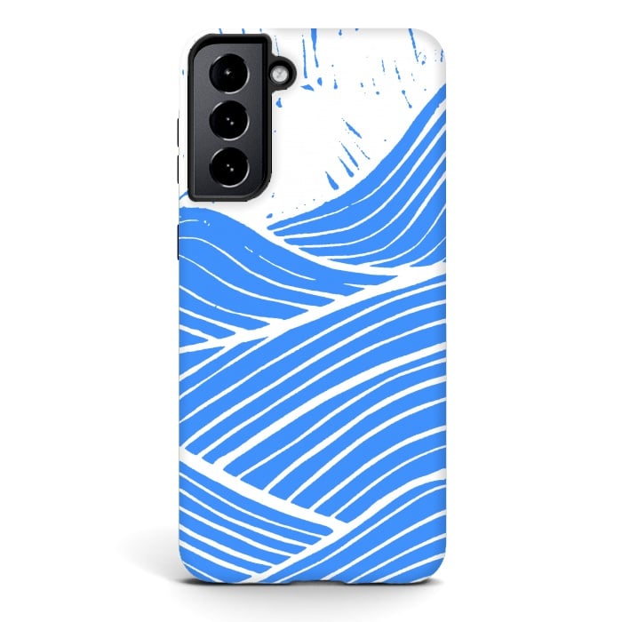 Galaxy S21 StrongFit The blue and white waves by Steve Wade (Swade)