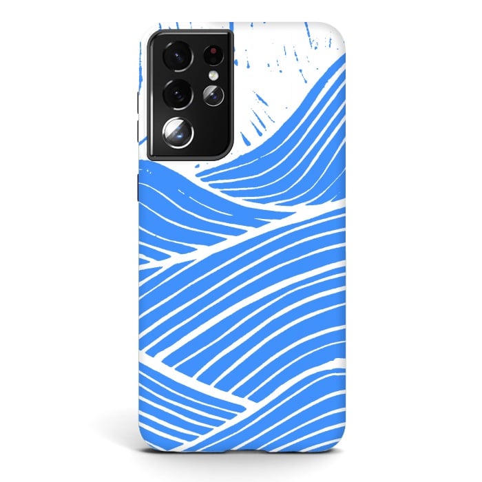 Galaxy S21 ultra StrongFit The blue and white waves by Steve Wade (Swade)