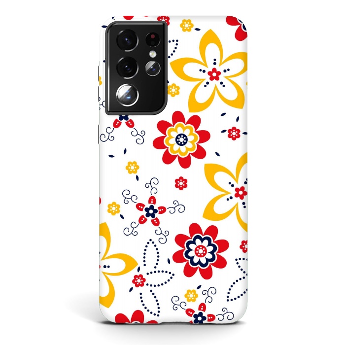 Galaxy S21 ultra StrongFit Daisies pattern with circle elements by ArtsCase