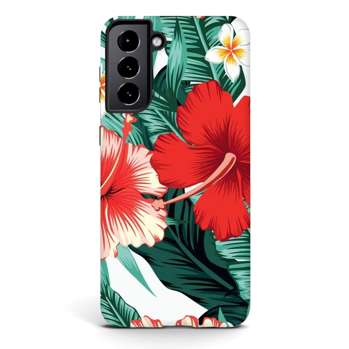 Galaxy S21 plus StrongFit Exotic Green Tropical Palm fern Leaves by ArtsCase