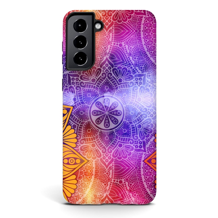 Galaxy S21 plus StrongFit Mandala Pattern with bright Colors by ArtsCase