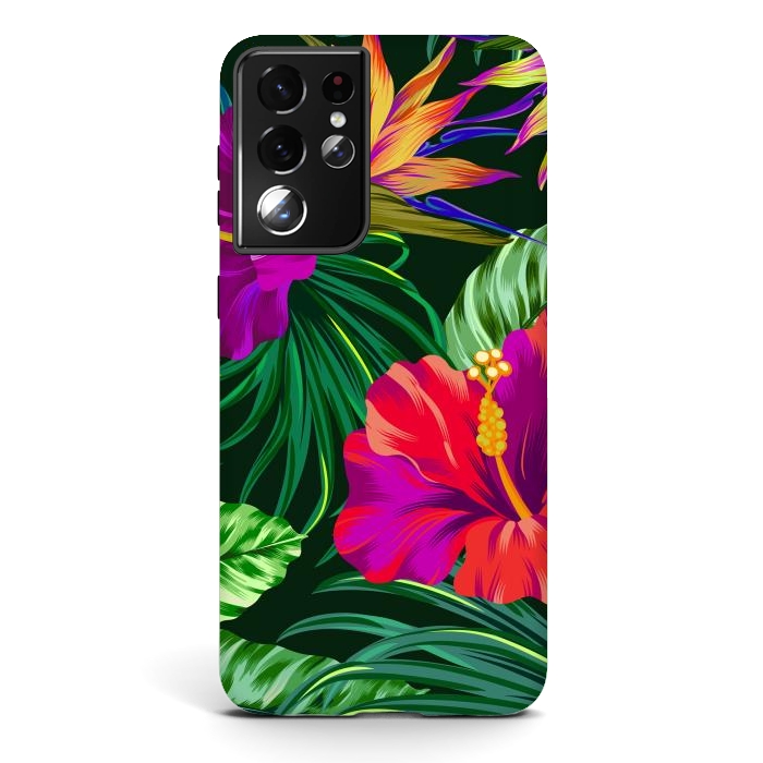 Galaxy S21 ultra StrongFit Cute Tropical Floral Pattern XVI by ArtsCase