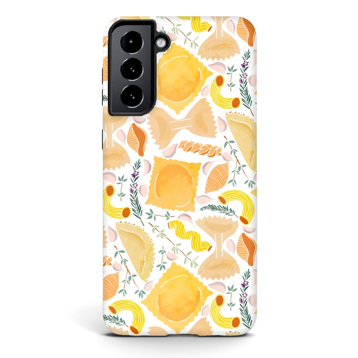 Galaxy S21 StrongFit Pasta Pattern on White by Tangerine-Tane