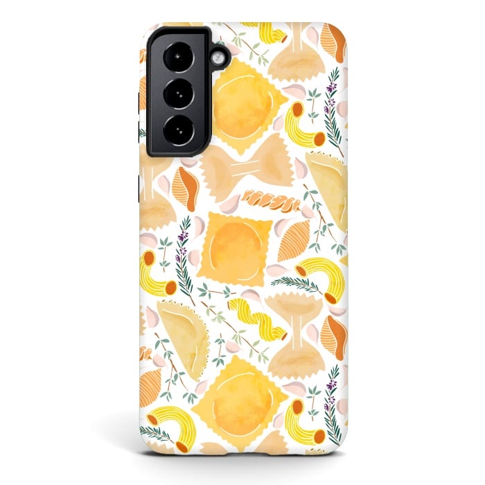 Galaxy S21 plus StrongFit Pasta Pattern on White by Tangerine-Tane