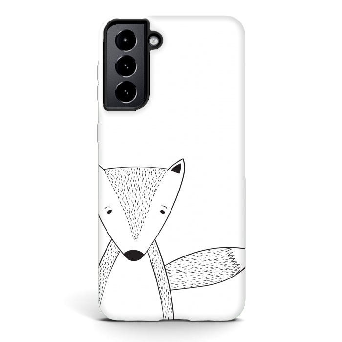 Galaxy S21 StrongFit cute black white fox by haroulita