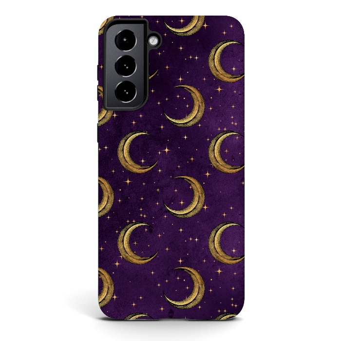 Galaxy S21 plus StrongFit gold moon in night sky by haroulita