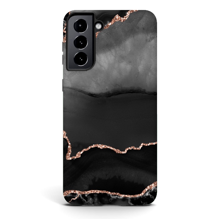 Galaxy S21 plus StrongFit black rosegold agate by haroulita