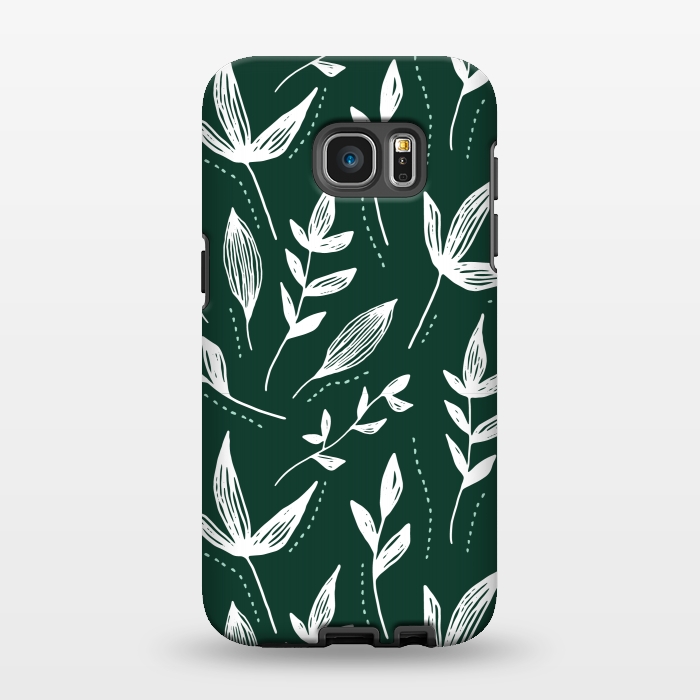 Galaxy S7 EDGE StrongFit White leaves green background  by Winston