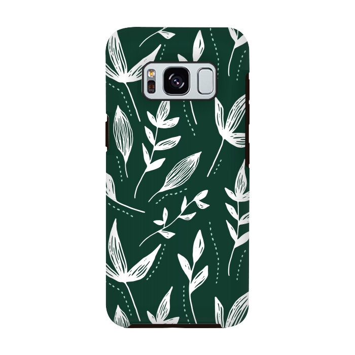 Galaxy S8 StrongFit White leaves green background  by Winston