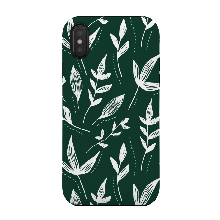 iPhone Xs / X StrongFit White leaves green background  by Winston