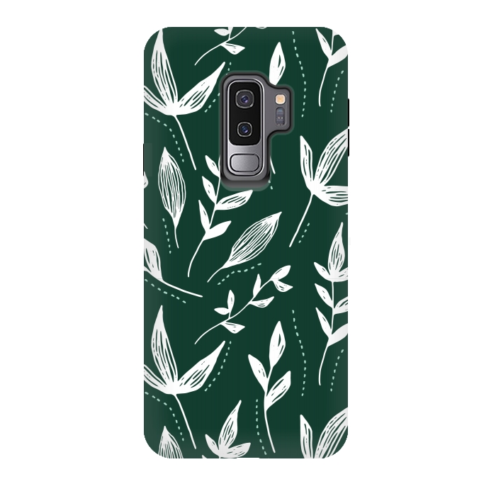 Galaxy S9 plus StrongFit White leaves green background  by Winston