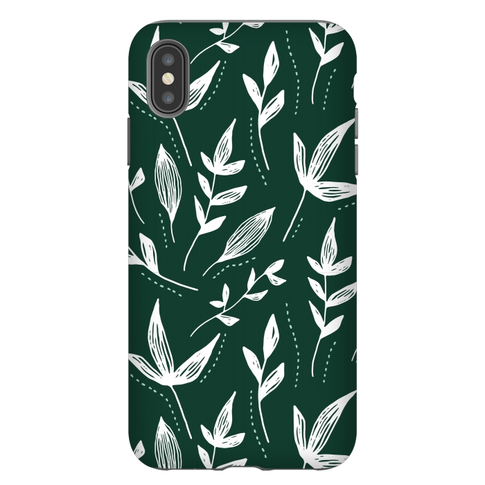 iPhone Xs Max StrongFit White leaves green background  by Winston