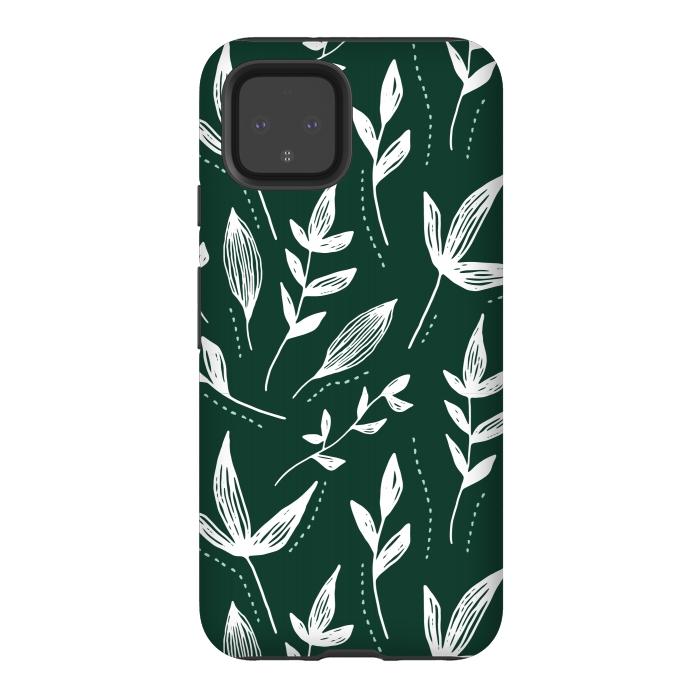 Pixel 4 StrongFit White leaves green background  by Winston