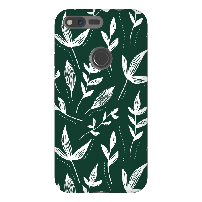 Pixel XL StrongFit White leaves green background  by Winston