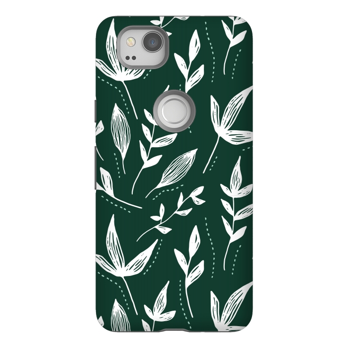 Pixel 2 StrongFit White leaves green background  by Winston