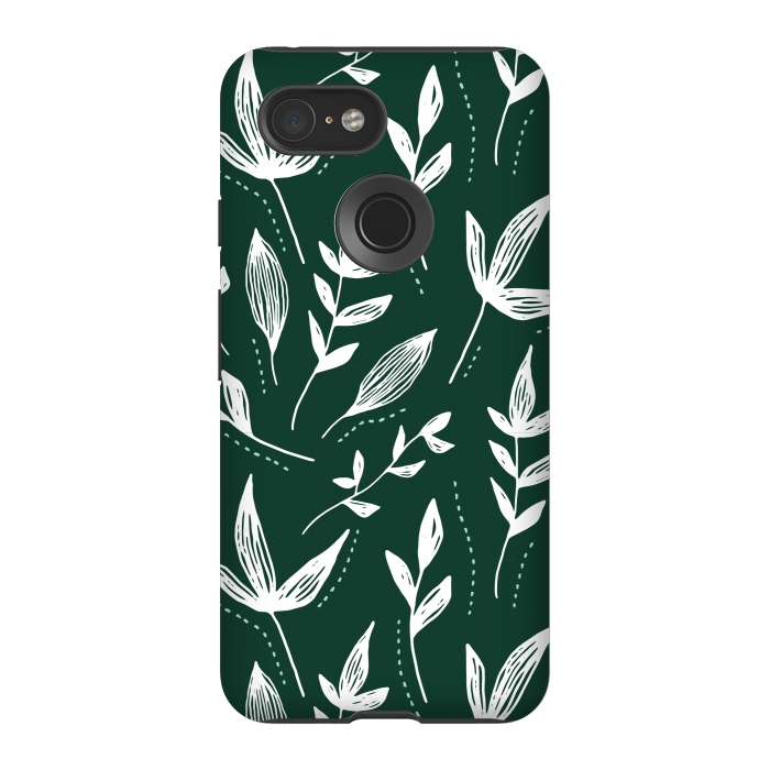 Pixel 3 StrongFit White leaves green background  by Winston