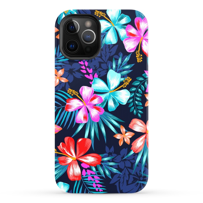 iPhone 12 Pro Max StrongFit Beautiful Tropical Design Leave and Flowers by ArtsCase